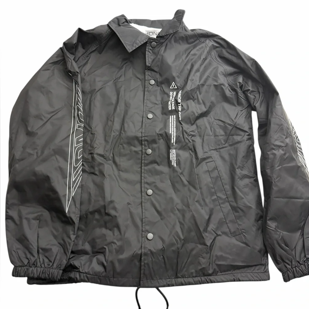 Honor The Gift Black Coach Jacket Graphic‎ Print Nylon Windbreaker Medium
